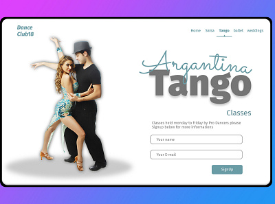 tango Argentina classes art design flat graphic design minimal typography ui ux web website