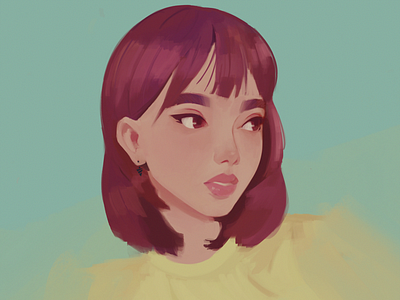 Jen art color colour cute face girl illustration painting portrait study