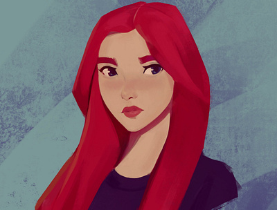 Red art character character design color cute face girl illustration painting