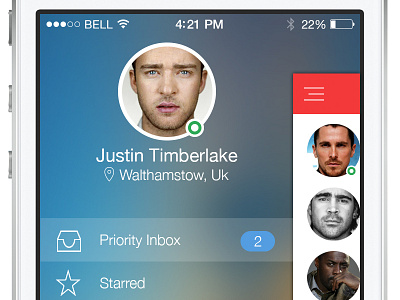 Mail for ios 7 flat ui inbox ios 7 mobile ui red