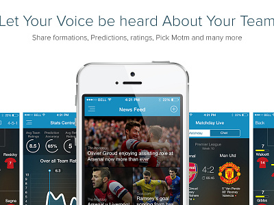 Fans choir website designs fanschoir flat football football app photoshop ui website