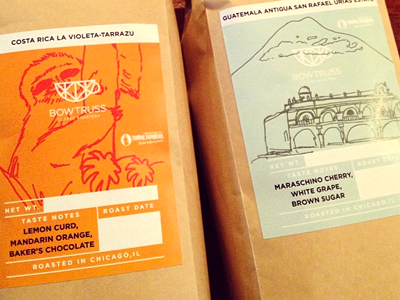 Bowtruss & Thrive Labels bowtruss coffee costa rica guatemala hand drawn sloth