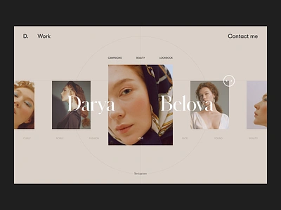 Fashion Model Portfolio clean curly design fashion homepage minimal model nobel portfolio slider ui ux web web design woman