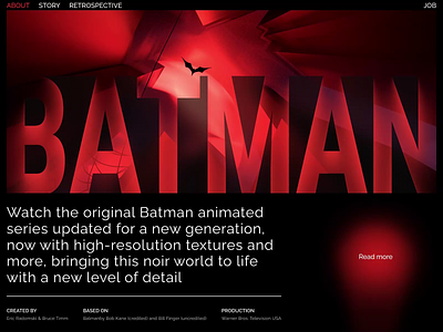 Batman: The Animated Series Rework about animation batman black clean dark dc gif homepage interactive job minimal neon product design rework web