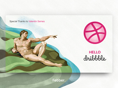 Hello Dribbble! ball creation of adam debut first shoot first shot hello dribbble illustration invites relax