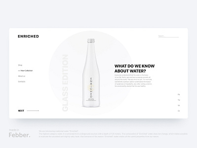 Promo Website Of Water Enriched clean design e comerce header homepage minimal promo typography ui ux water web website white