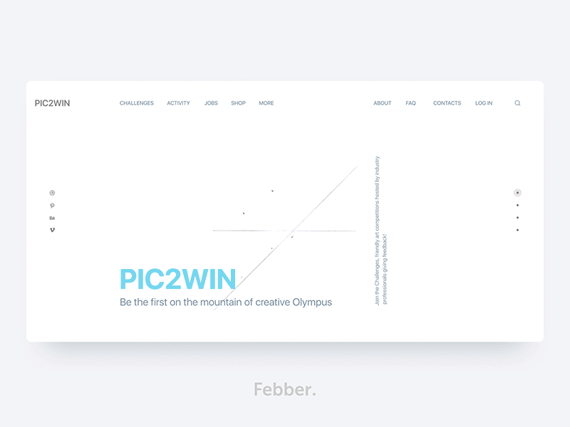 Pic2win - Startup For Illustrators challenge clean concept design homepage illustration minimal service startup ui ux web white