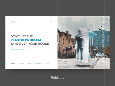EcoSave - project of fighting with environmental problem animation blue clean concept design gif gray homepage minimal plastic save ui ux video web white