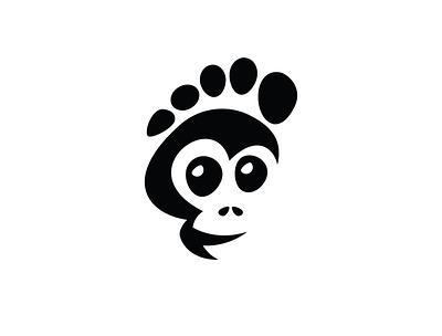 Foot Monkey Face Logo animal animals buy creative design face fingers foot footprint for sale funny head logo logos modern monkey sale sales skull smile