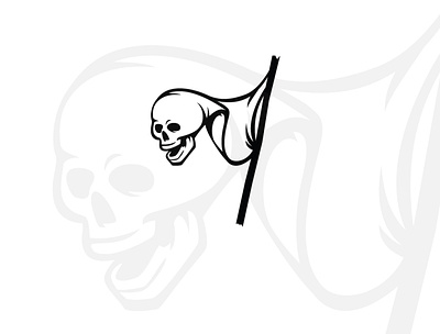 Skull Flag logo (for sale) bow buy design flag flags for sale halloween head horror logo logos logotype modern pirate pirates sale sales skeleton skull skulls