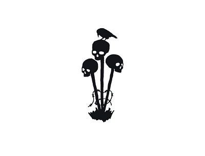 Skulls On Poles Logo bird buy covid dead design fear grass head illustration logo logos pandemic raven sale sales skull skulls stick virus war
