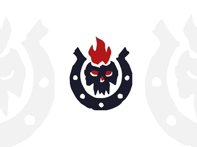 Skull With Fire And Horseshoe Logo