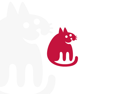 Red Cat modern Logo animal animals buy cat cats design logo logos logotype negative pet pets red sale sales