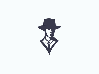 Detective In Hat Logo (for sale) bar barber barbershop business man buy cafe detective for sale hat head human logo logos logotype man sale sales