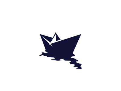 Paper boat icon line origamy symbol Royalty Free Vector