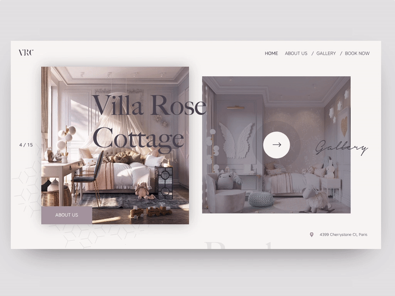 Villa Rose Cottage animation branding clean design flat grid landing page logo minimal type typography ui ux web website