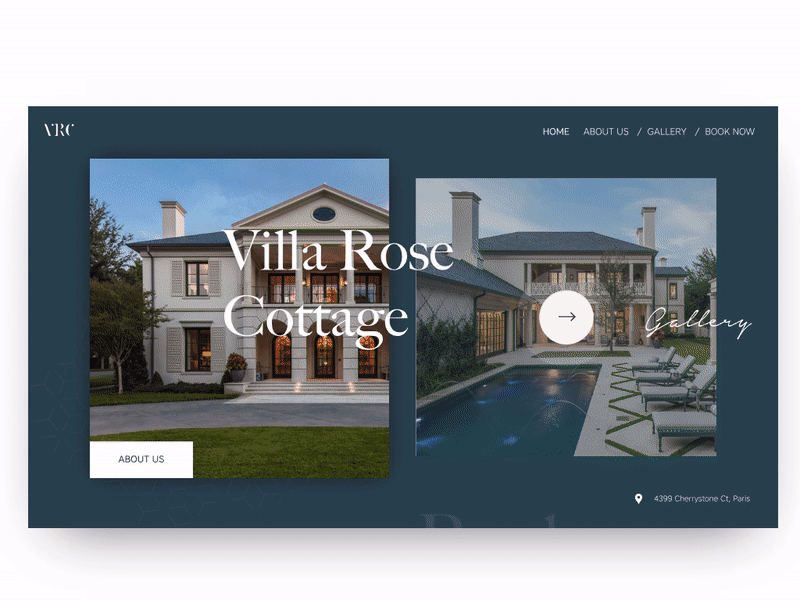 Villa Rose Cottage - landing page animation branding clean design flat grid landing page minimal type typography ui ux web website