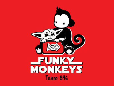 Funky Monkey Baby Yoda T-shirt Design branding design graphic design illustration red robotics shirt design t shirt t shirt design tshirts typography vector