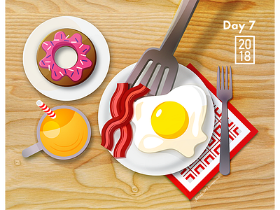 Day 7 Poster: Breakfast breakfast graphic design vector illustration