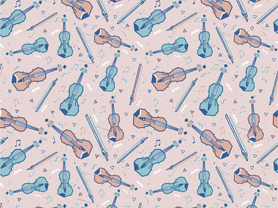 Violin Pattern for download color colorful design fun illustration pattern patterns surface pattern textile vector