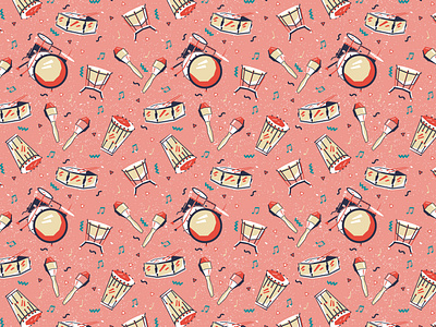 Drums pattern for download color colorful design funny illustration pattern patterns surface pattern textile vector