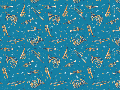 Saxophone pattern for download color colorful design funny illustration pattern patterns surface pattern textile vector