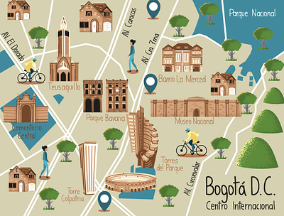 Bogotá Downtown Illustrated Map bogota downtown illustrated map illustration map vector