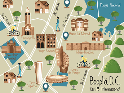 Bogotá Downtown Illustrated Map bogota downtown illustrated map illustration map vector