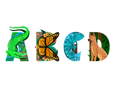 Illustrated Typography - Animals by German P. Díaz on Dribbble