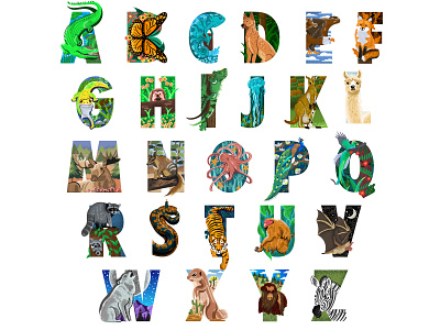 Illustrated Alphabet Animals alphabet alphabet design alphabet typography animals animals illustrated illustrated type illustration illustration art illustrator typogaphy