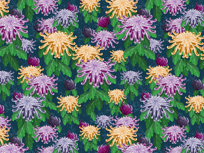 Chrysanthemum Pattern brush floral floral design floral pattern florals illustration pattern pattern art