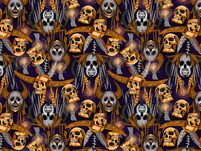 Skull Patern colorful illustration naga pattern patterns skull skull art textile