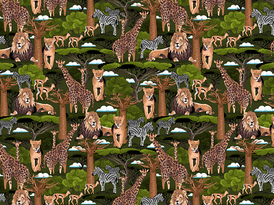African Savannah Pattern africa african animals animals animals illustrated pattern repeated pattern