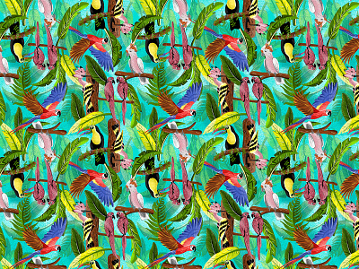 Tropical Birds Pattern animals birds pattern textile textile art tropical