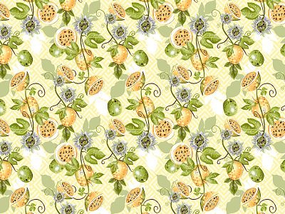Passion fruit pattern color colorful fruit fruit illustration illustration pattern patterns surface pattern textile vector