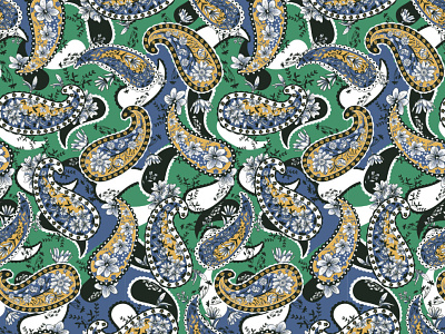 Green Paisley colorful illustrated pattern illustration pattern patterns textile