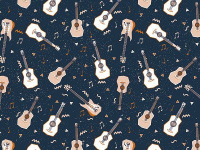 Guitars Pattern 90s color design funny geometrical illustration music pattern textile