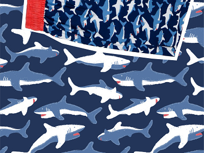 Shark print for EPK color design fun funny illustration pattern patterns surface surface pattern textile vector