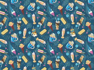 Milkshake and icecream pattern color colorful design icecream illustration milkshake pattern patterns surface textile vector