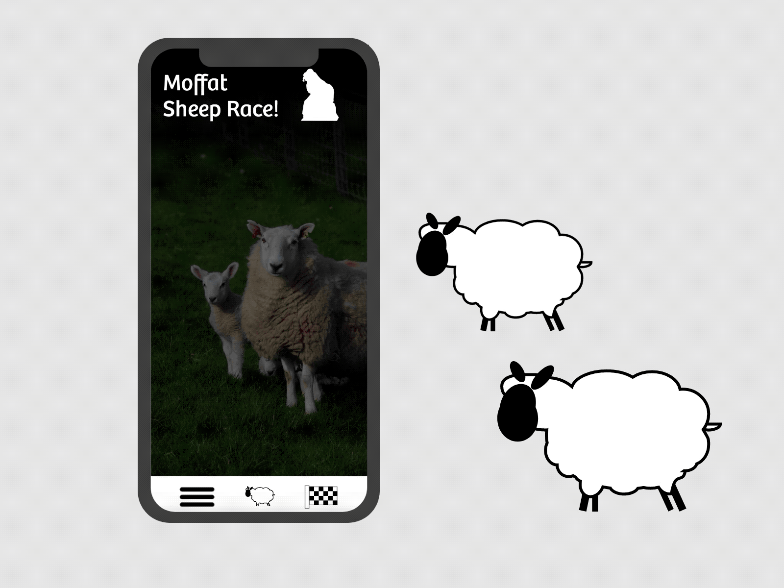 Moffat Sheep Race illustration madewithadobexd ui