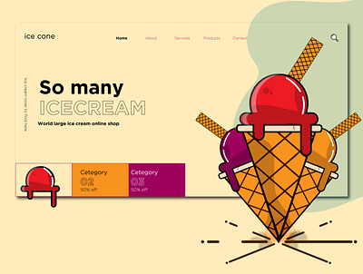 Web Temp Ice cream app branding concept icon illustration template ui ux design uidesigner ux design web design webdesign website website design