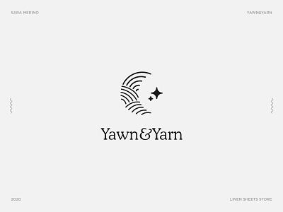 Yawn&Yarn Brand brand brand design brand identity branding icon illustrator lineart minimal minimalist moon simple simple design sleep stars typo vector