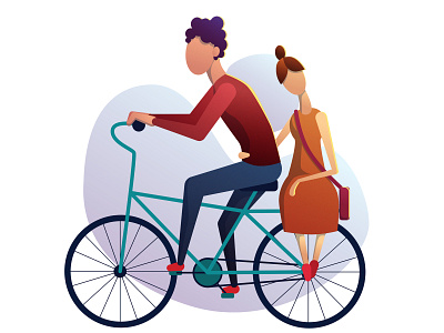 Two by bicycle art bicycle illustration vector