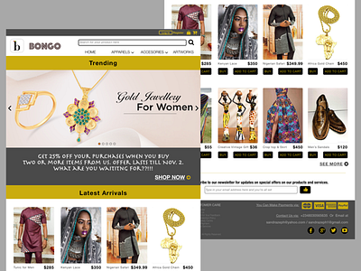 Bongo Stores Landing Page