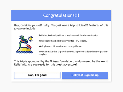 1b) Giveaway modal #dailyui #001 design ui ux