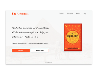 1a) landing page (web) for The Alchemist book #dailyui #003 design ui ux