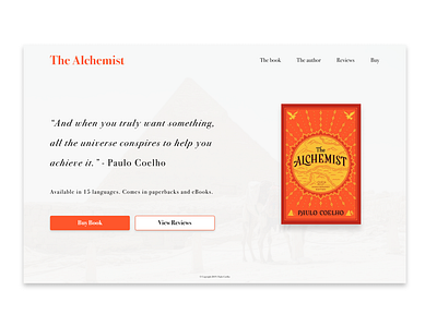 1a) landing page (web) for The Alchemist book #dailyui #003