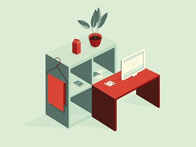 Workplace 2d illustration illustrator multi designer work desk