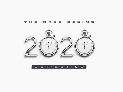 Happy New Year 2020 creative design dribbble graphic design greeting illustrator metalic new year photoshop race time