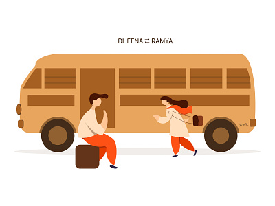 Love of Dheena Ramya art brown busstand designthursday fightsight illustration illustrator love lover nmwdesign orange vector